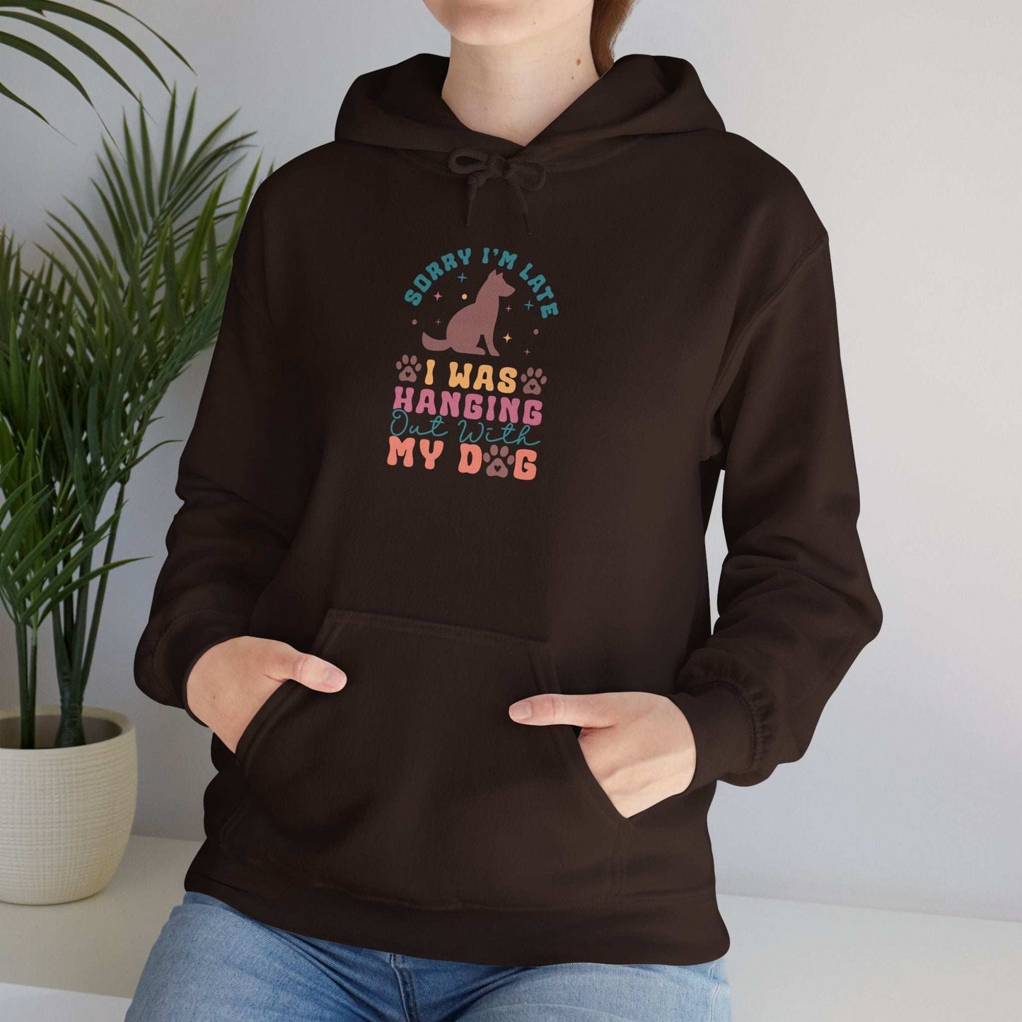Funny Dog Lover Sweatshirt - "Sorry I'm Late, I Was Hanging Out With My Dog" - Unisex Heavy Blend™ Hoodie - Purrfect Pet Haven