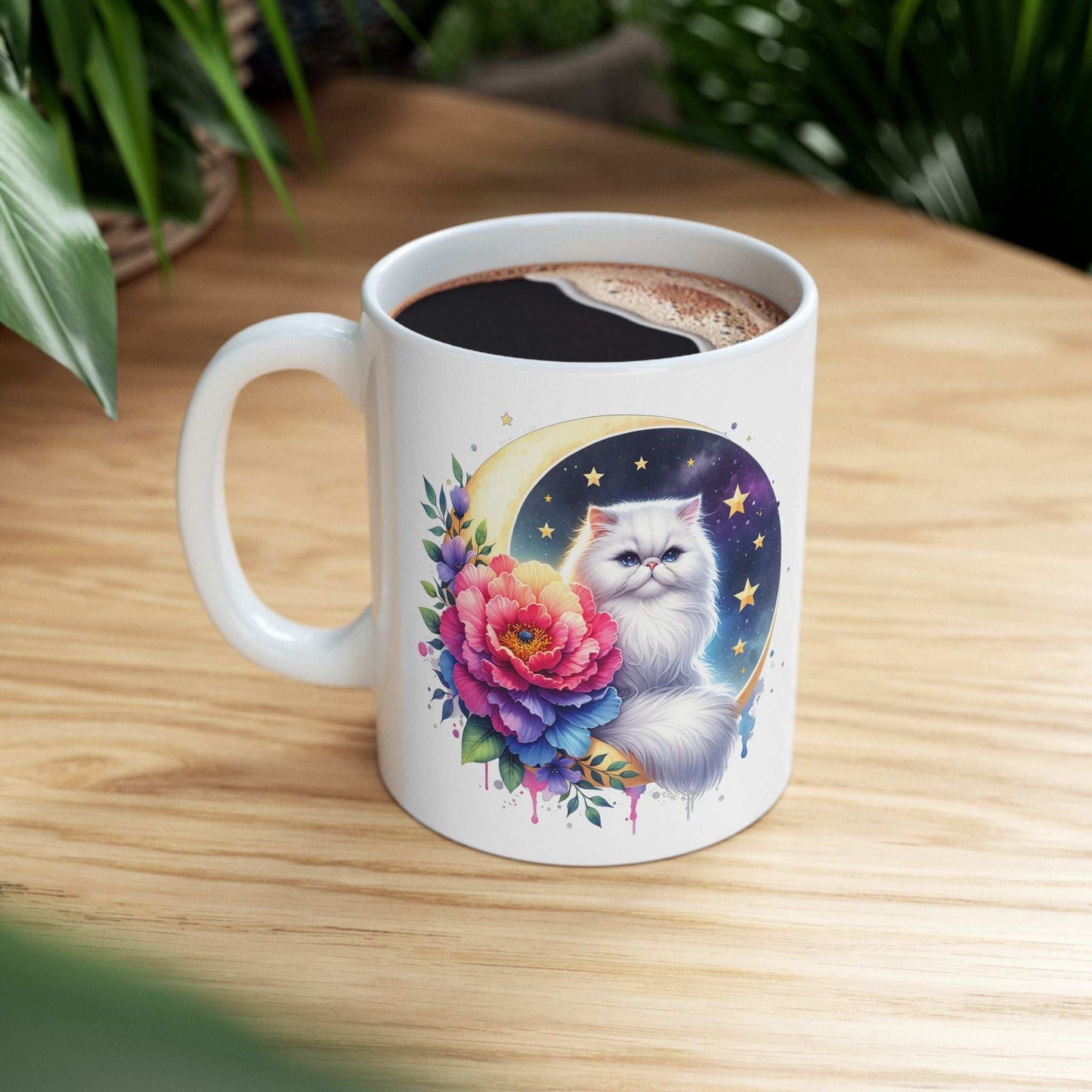 Whimsical Floral Cat Ceramic Mug - 11oz & 15oz - Purrfect Pet Haven