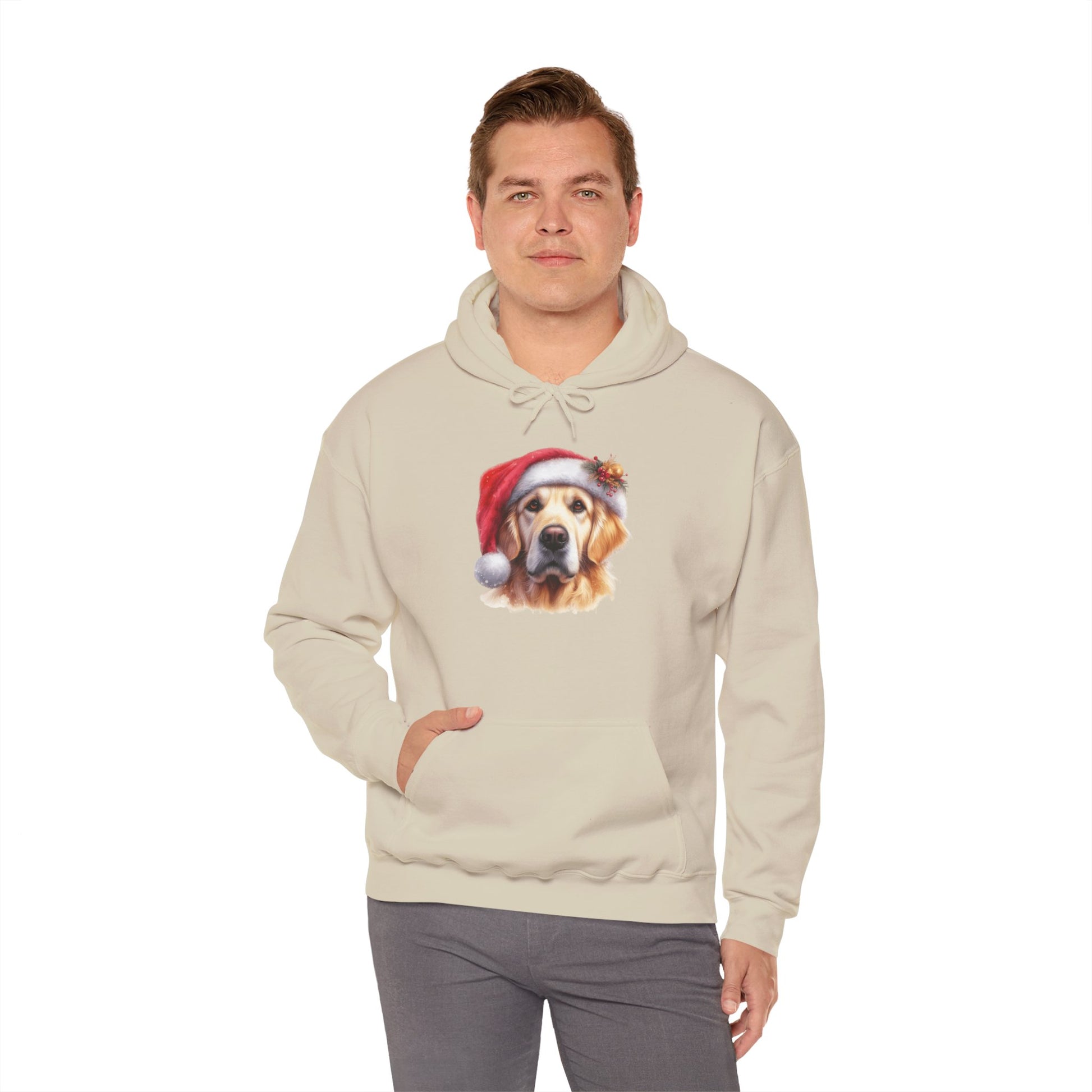 Christmas Hoodie - Golden Retriever in Santa Hat - Purrfect Pet Haven