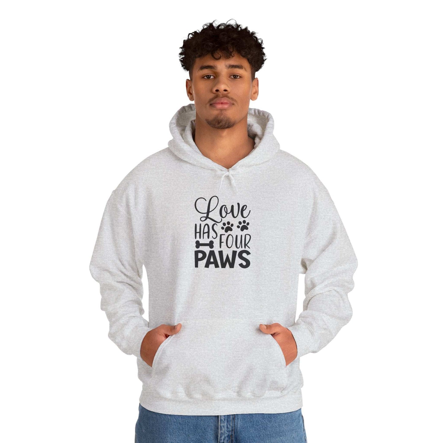 Love Has Four Paws Hoodie – Cozy Unisex Sweatshirt for Pet Lovers - Purrfect Pet Haven