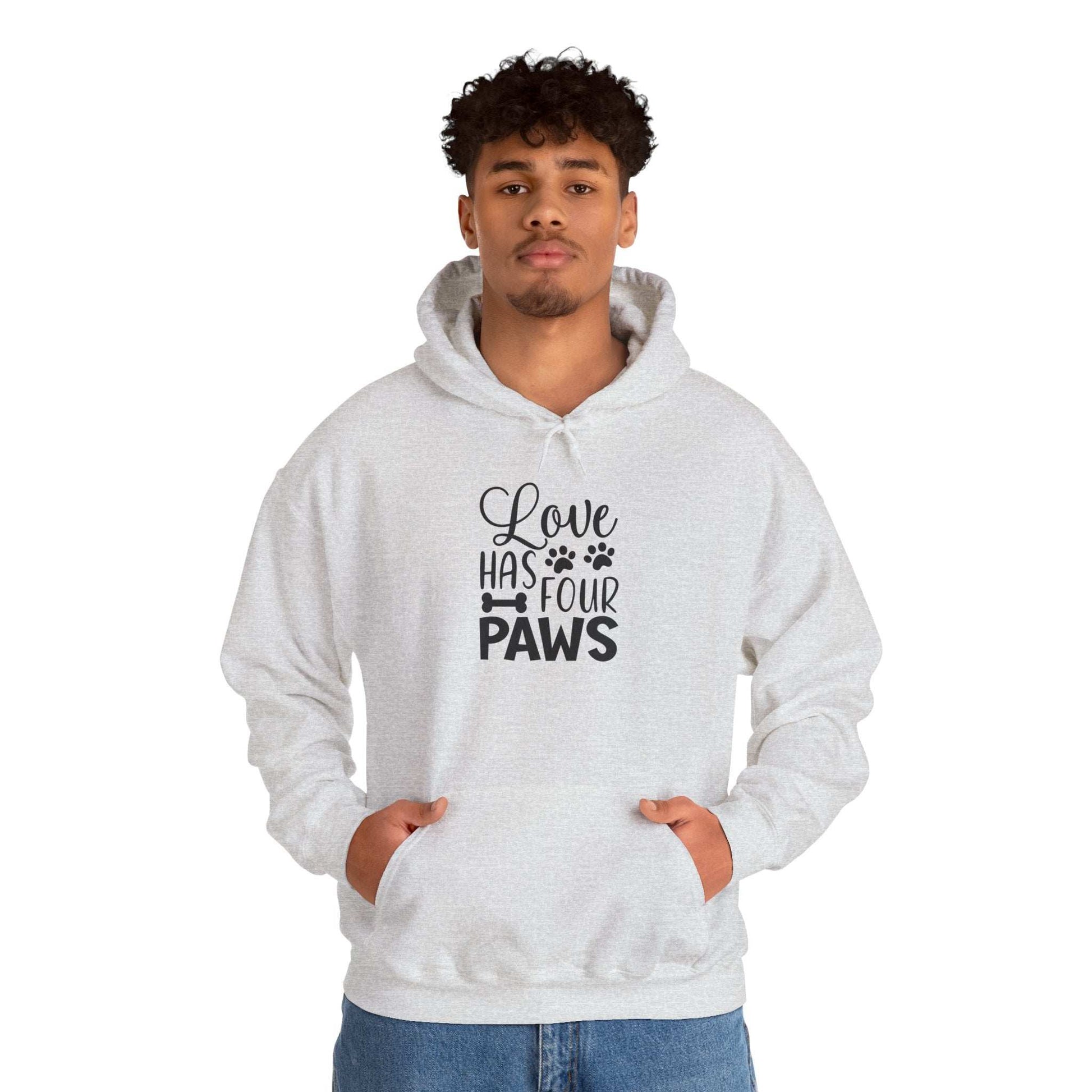 Love Has Four Paws Hoodie – Cozy Unisex Sweatshirt for Pet Lovers - Purrfect Pet Haven