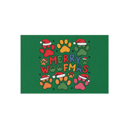 Merry Woofmas Outdoor Rug — Festive Paw Print Christmas Doormat - Purrfect Pet Haven