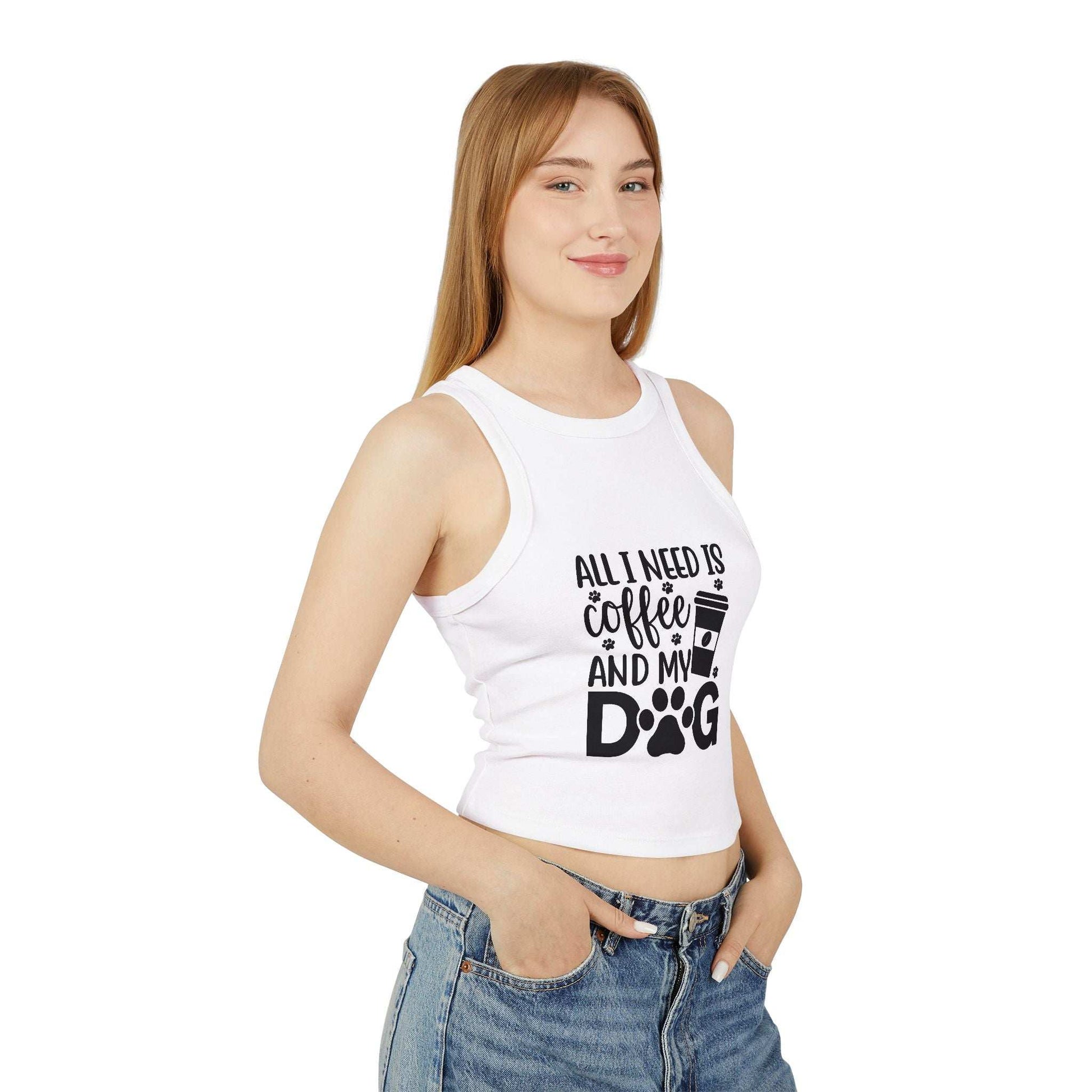 Dog Lover Coffee Micro Rib Racer Tank Top - Purrfect Pet Haven