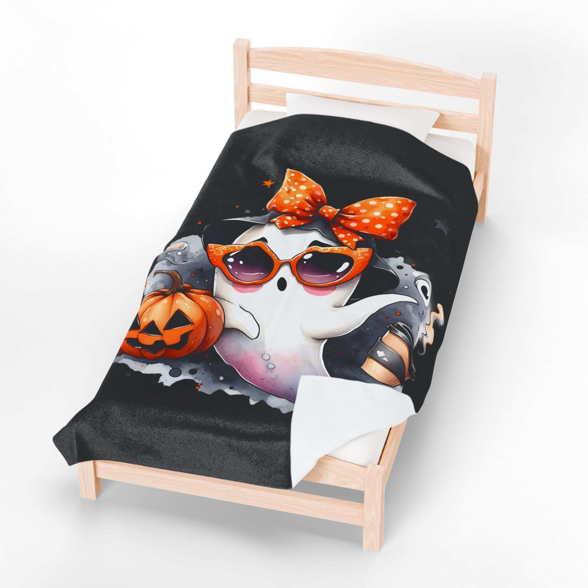 Halloween Ghost Velvet Plush Blanket - Luxury Fall Throw - Purrfect Pet Haven