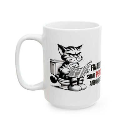 Funny Cat Ceramic Mug – "Finally Some Peace and Quiet!" – Perfect Gift for Cat Lovers - Purrfect Pet Haven