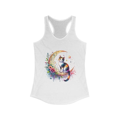 Whimsical Cat Moon Racerback Tank Top for Women | Purrfect Pet Haven