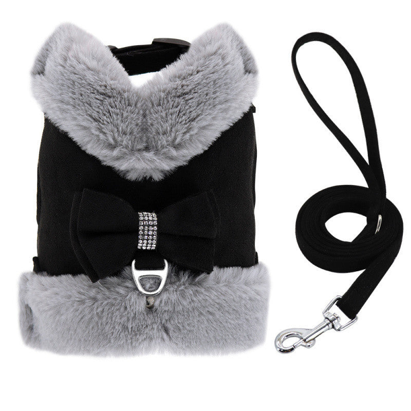 Bow Tie Puppy Harness - Warm Padded Dog Leash Set - Purrfect Pet Haven