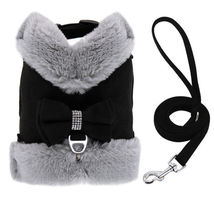 Bow Tie Puppy Harness - Warm Padded Dog Leash Set - Purrfect Pet Haven