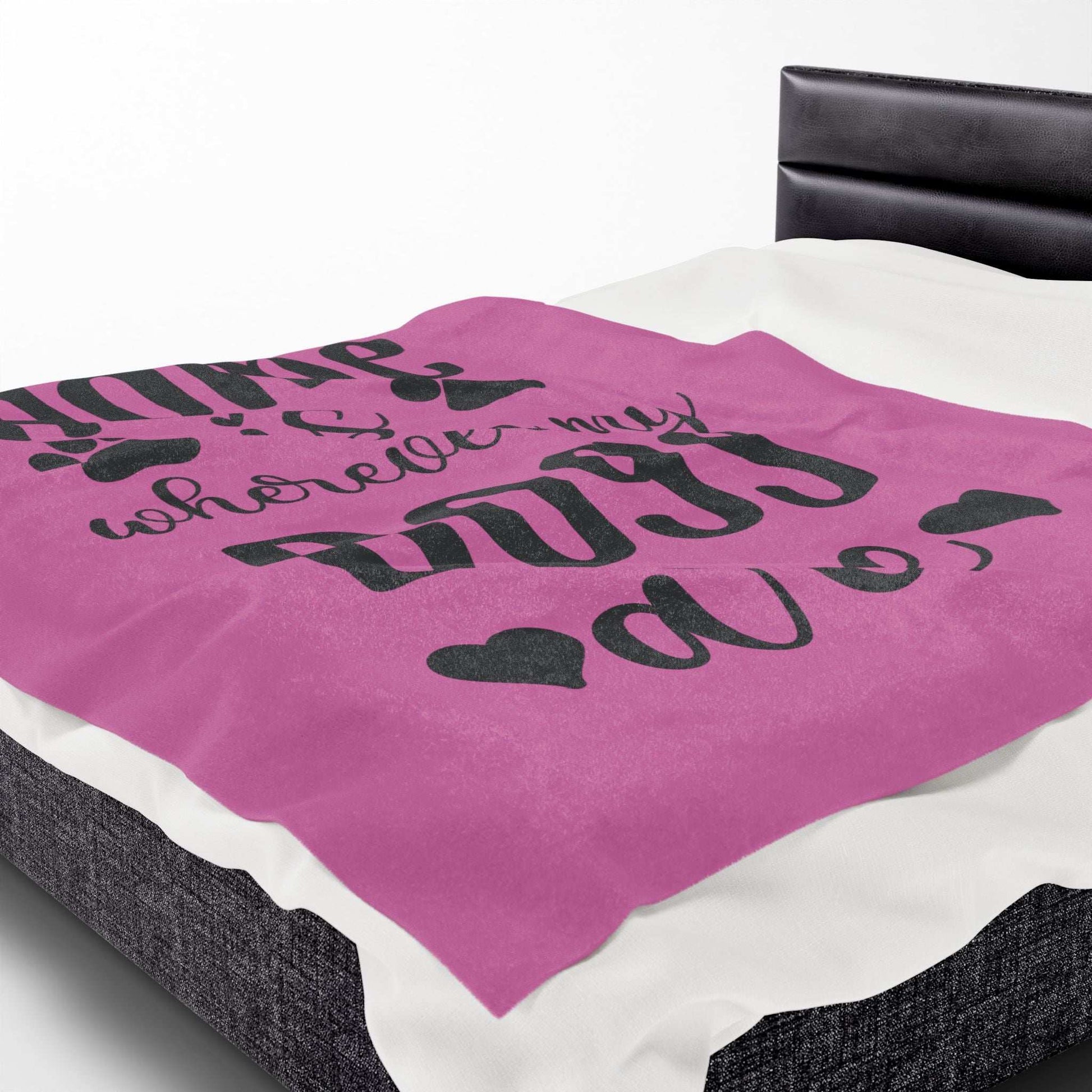 Cozy Pet Lover's Blanket - "Home is Wherever My Dogs Are" - Velveteen Plush - Purrfect Pet Haven