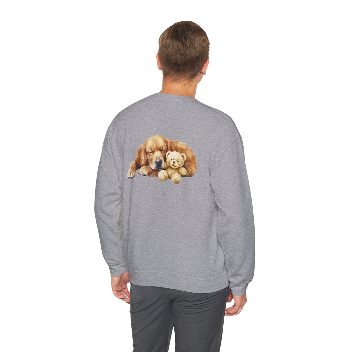 Baby Golden Retriever Crewneck - Nap with Teddy Bear - Purrfect Pet Haven