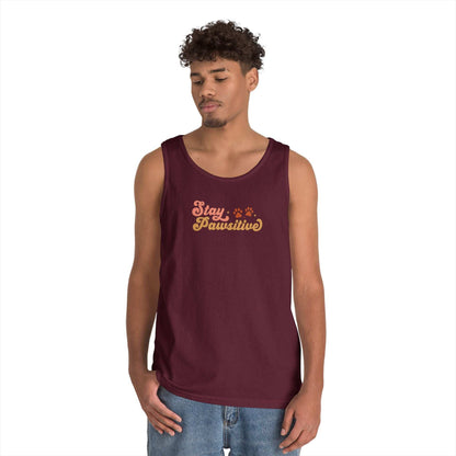 Cute Pet Lover Tank Top, Stay Pawsitive Tank, Funny Dog Lover Shirt - Purrfect Pet Haven
