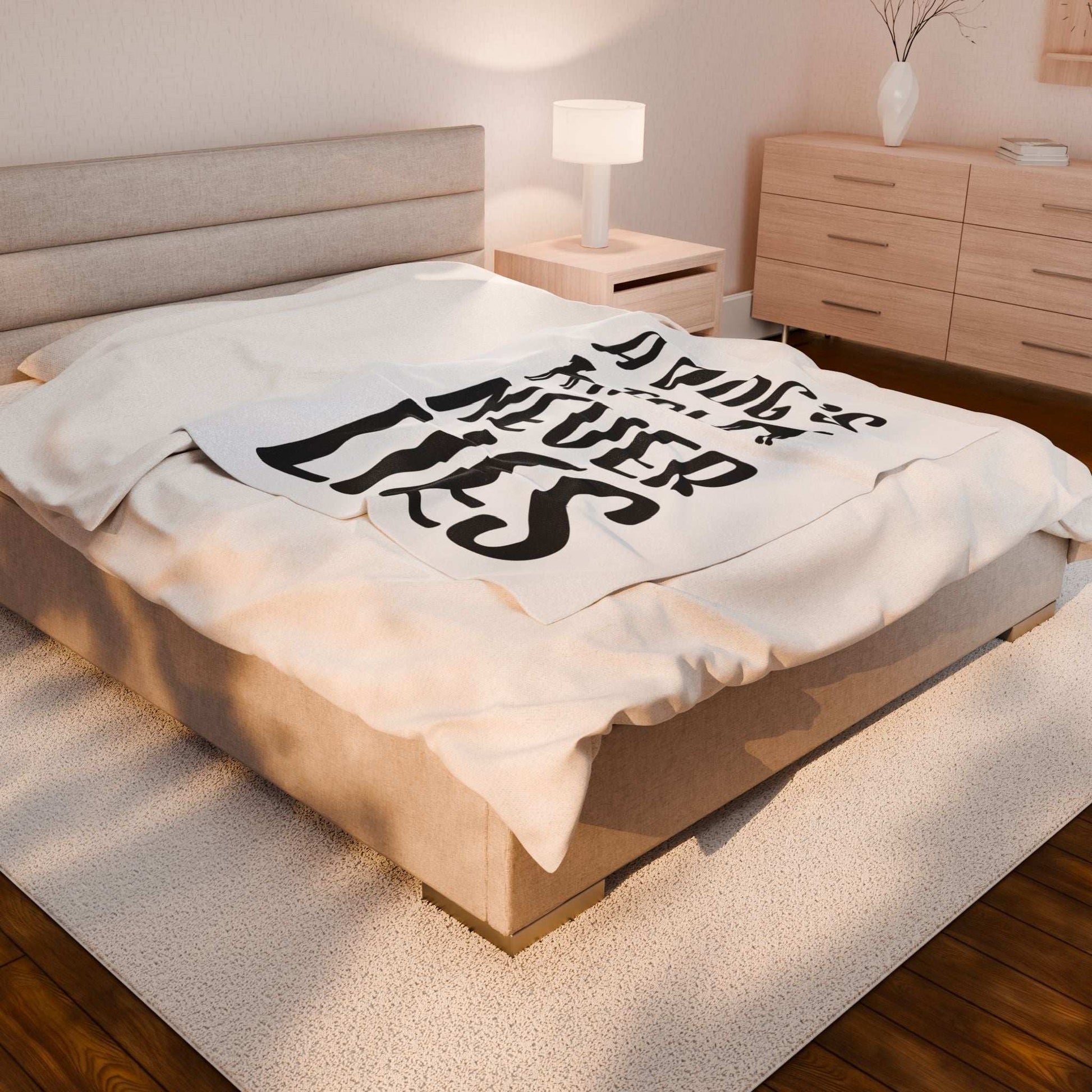 Cozy Velveteen Plush Blanket - "A Dog's Tail Never Lies" - Pet Lover Gift - Purrfect Pet Haven