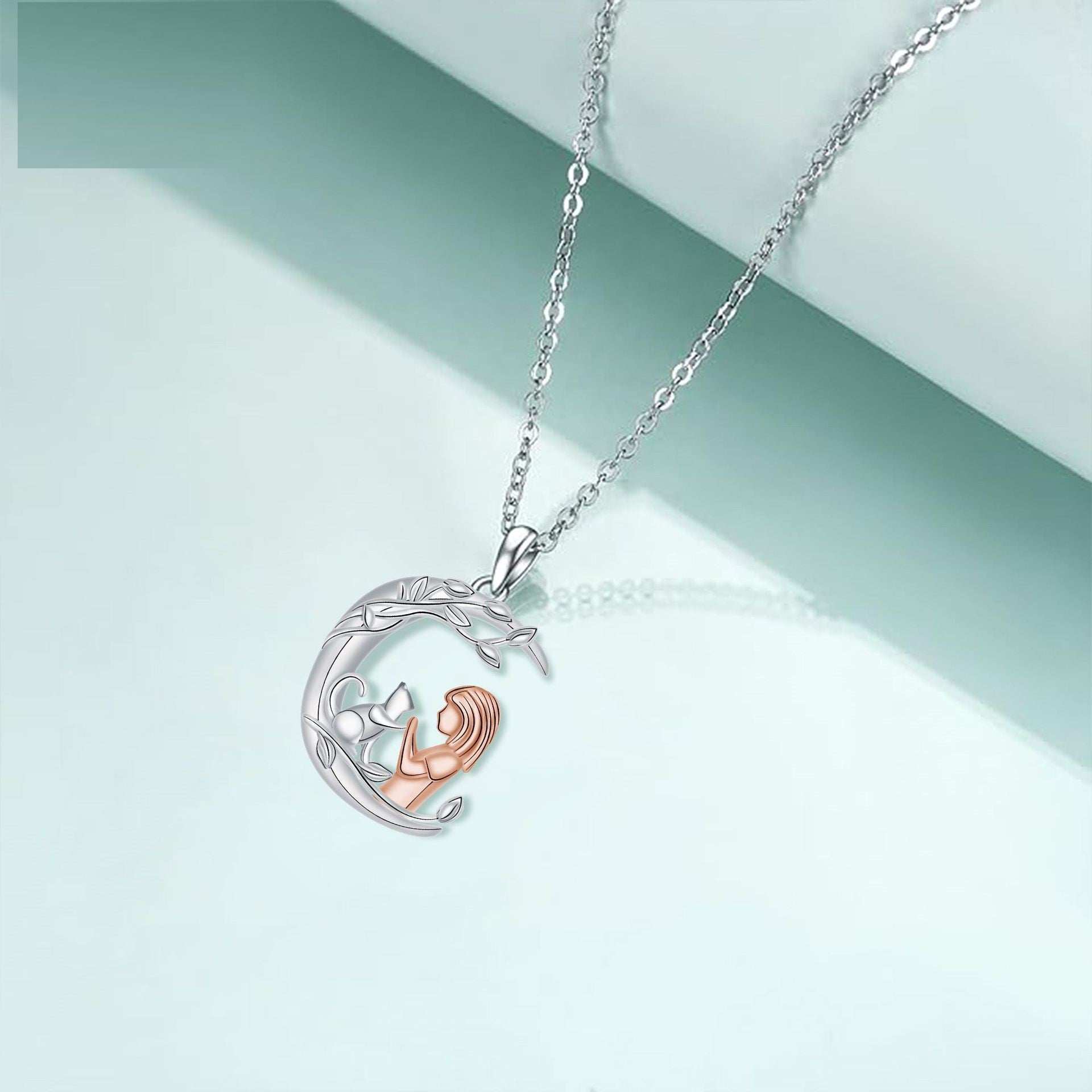 Fashion Retro Girl And Cat Necklace Female Accessories Moon - Purrfect Pet Haven