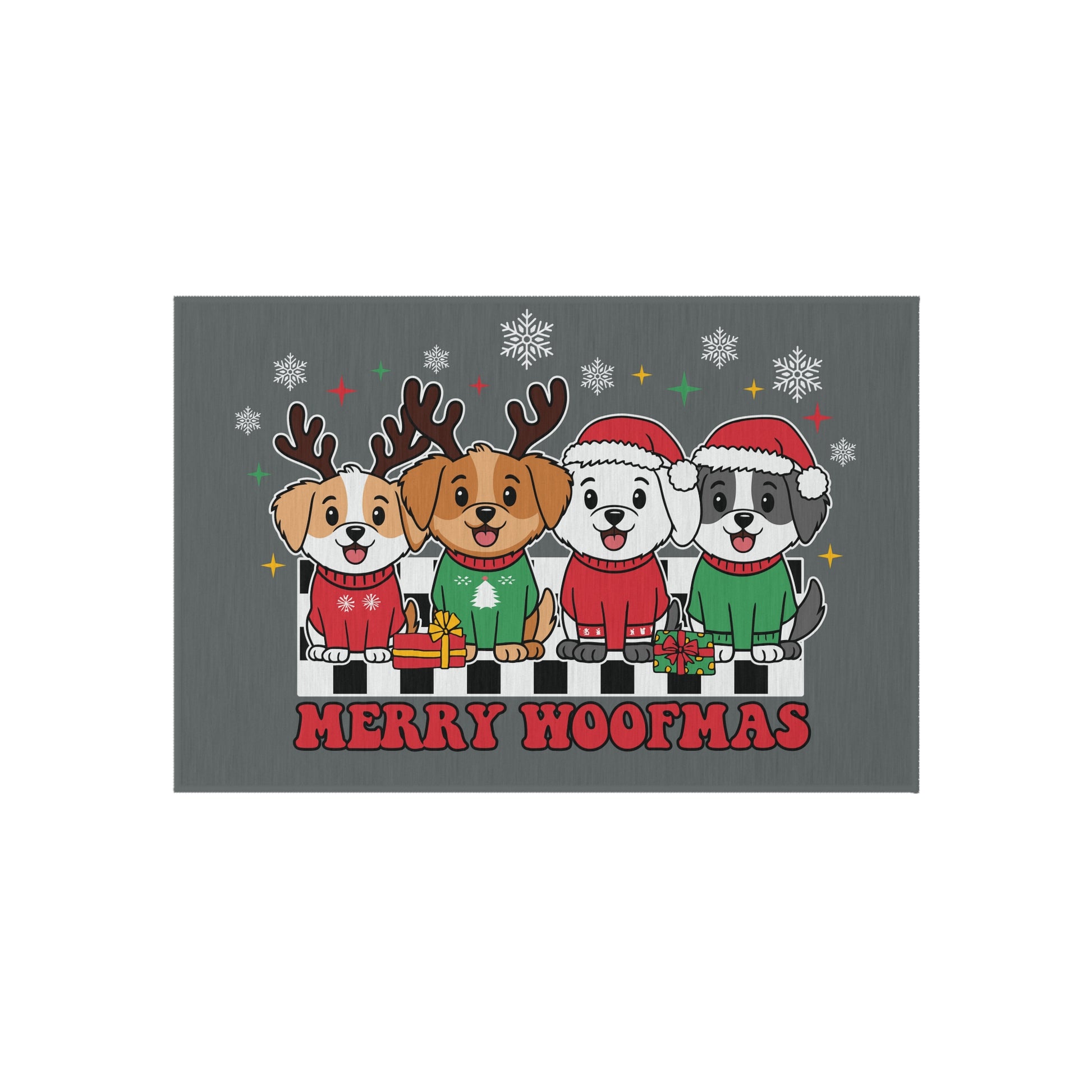 Christmas Doormat - Merry Woofmas with Cute Dogs - Purrfect Pet Haven