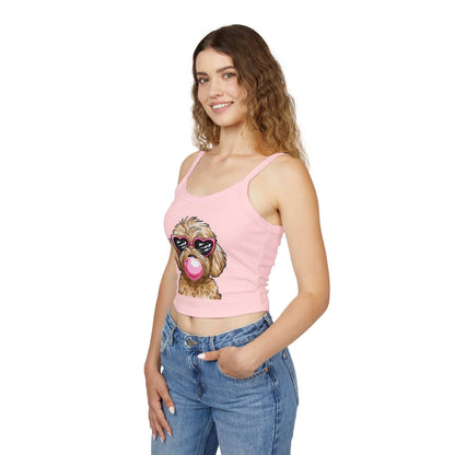 Cool Goldendoodle Blowing Bubble - Women's Spaghetti Strap Tank Top | Purrfect Pet Haven