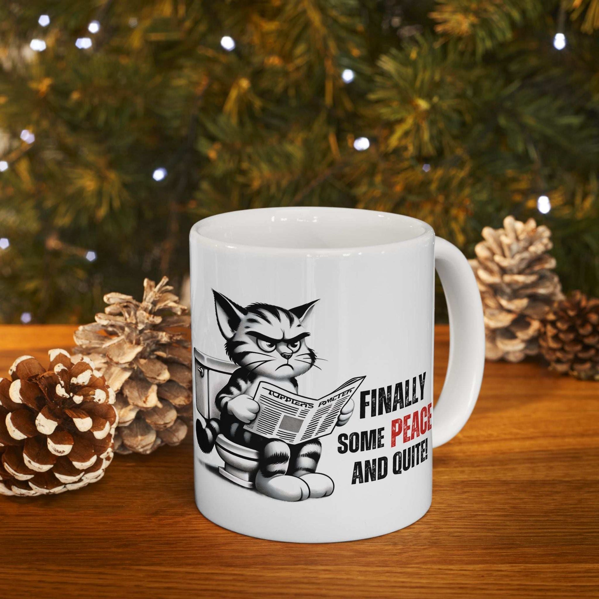 Funny Cat Ceramic Mug – "Finally Some Peace and Quiet!" – Perfect Gift for Cat Lovers - Purrfect Pet Haven