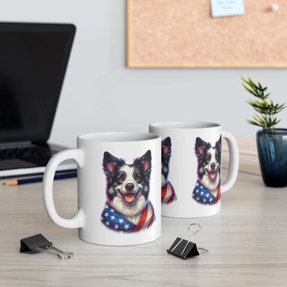 Border Collie Patriotic Dog Ceramic Mug - 11oz & 15oz | Purrfect Pet Haven
