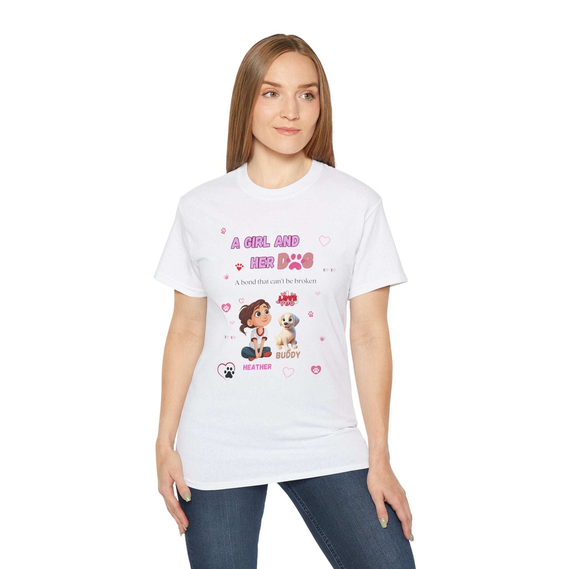 Girl and Her Dog Unisex Tee | Cute Pet Lover Shirt | Personalized Gift - Purrfect Pet Haven