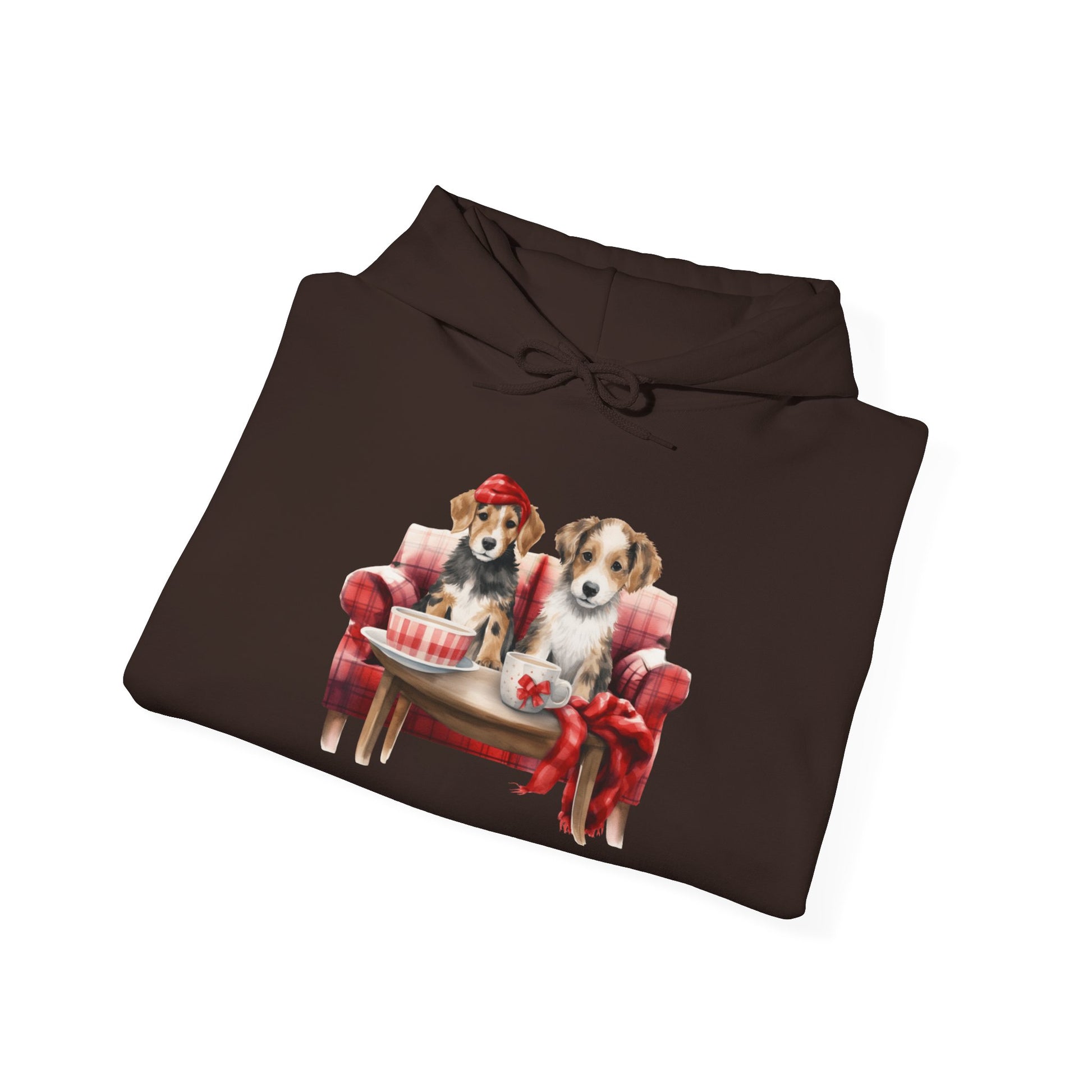 Christmas Hoodie - Festive Puppies on Sofa Design - Purrfect Pet Haven