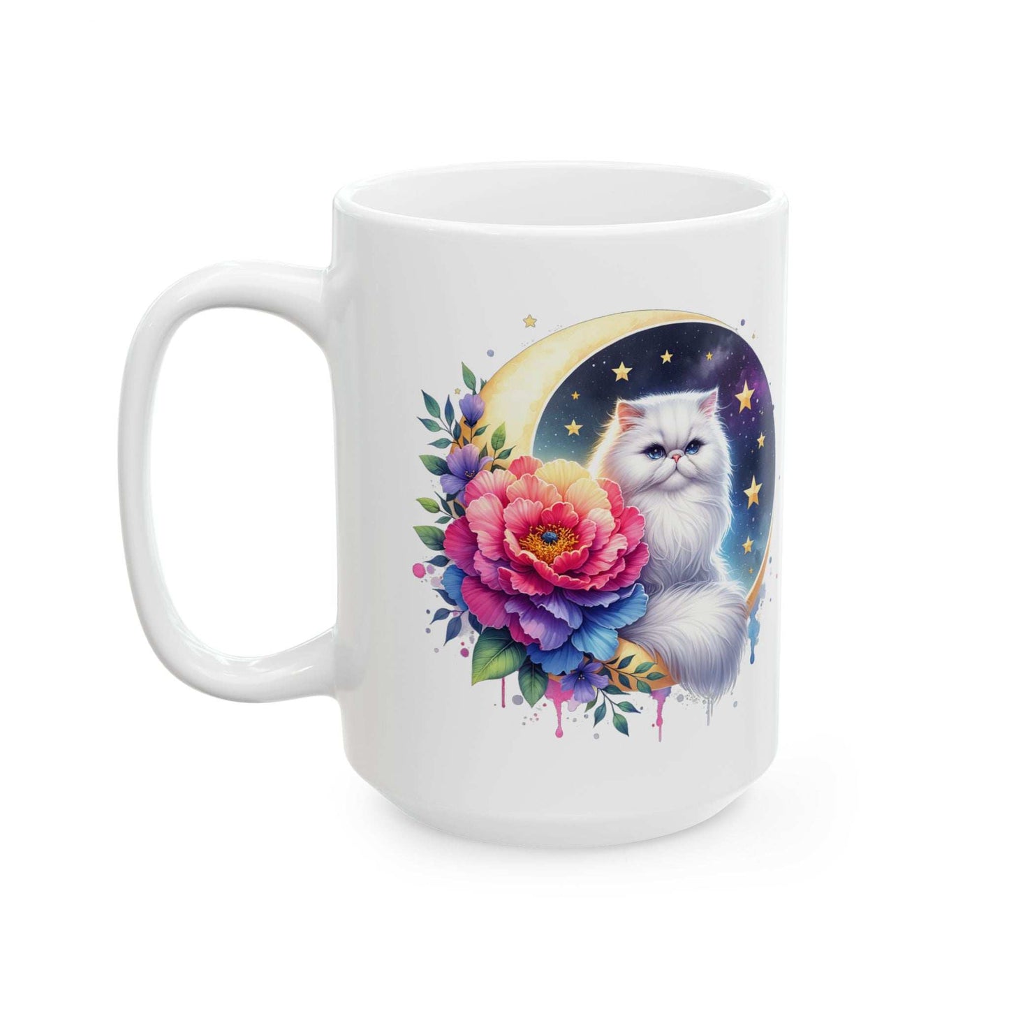 Whimsical Floral Cat Ceramic Mug - 11oz & 15oz - Purrfect Pet Haven
