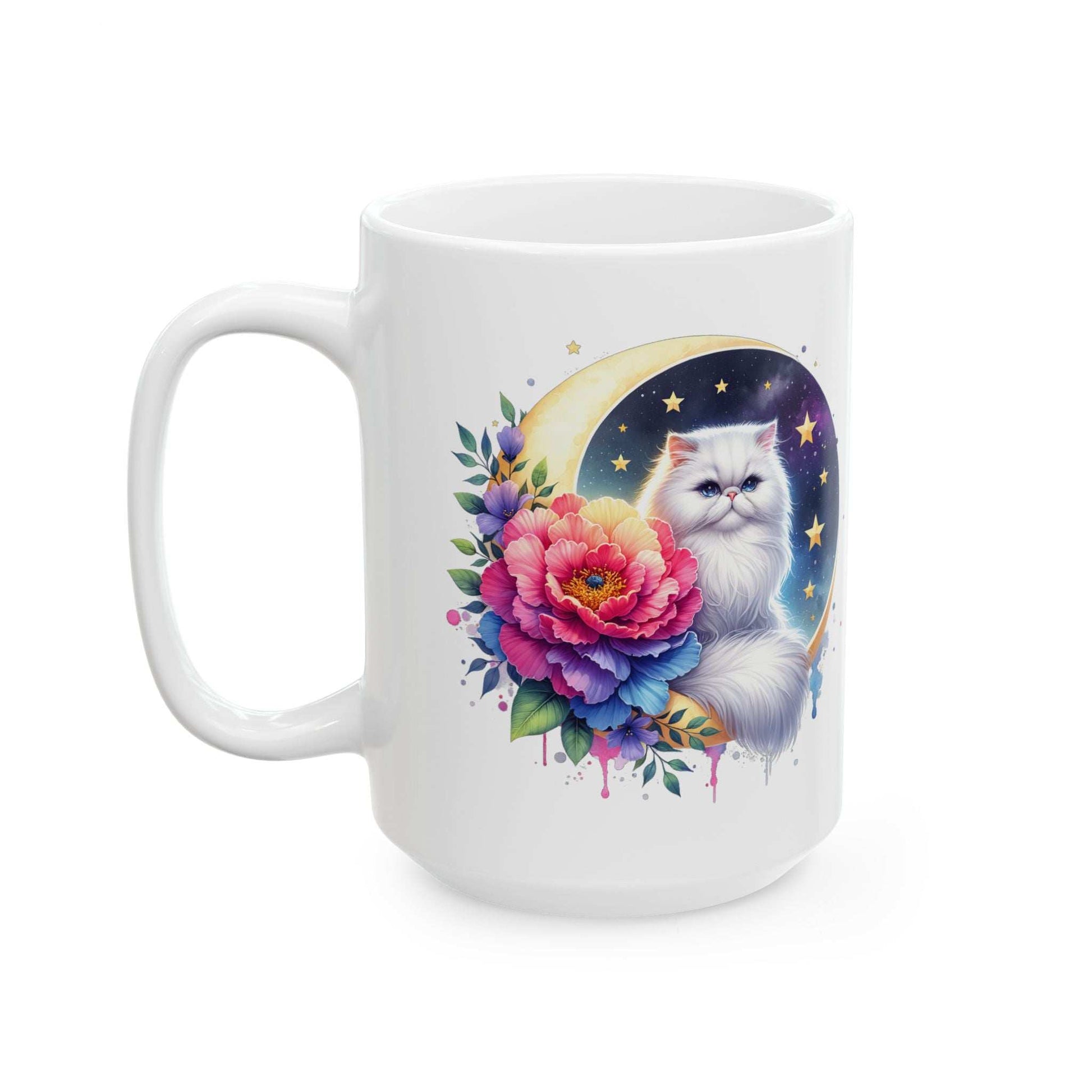 Whimsical Floral Cat Ceramic Mug - 11oz & 15oz - Purrfect Pet Haven