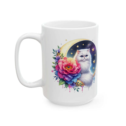 Whimsical Floral Cat Ceramic Mug - 11oz & 15oz - Purrfect Pet Haven