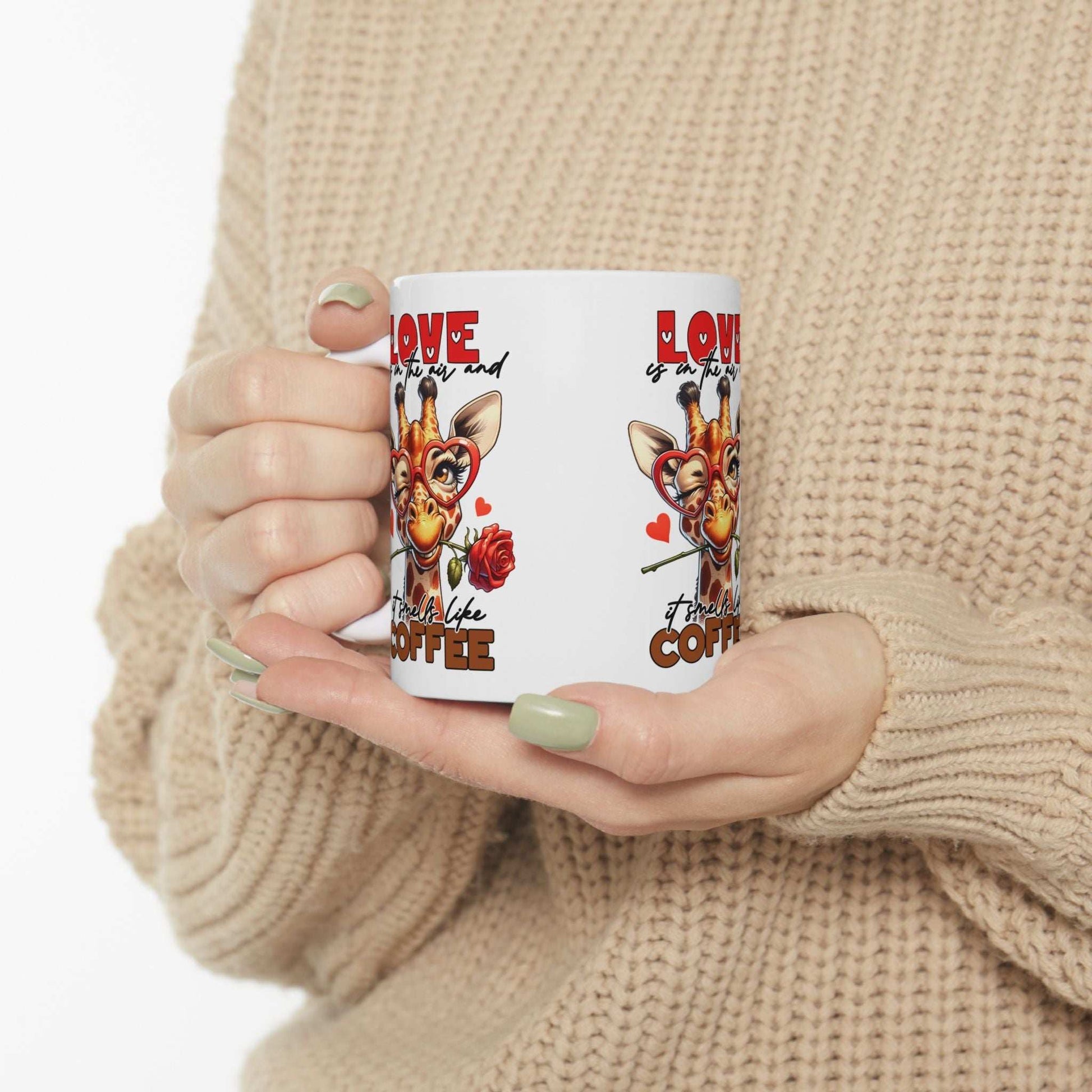 Love & Coffee Ceramic Mug - Cute Giraffe Design, 11oz/15oz | Purrfect Pet Haven