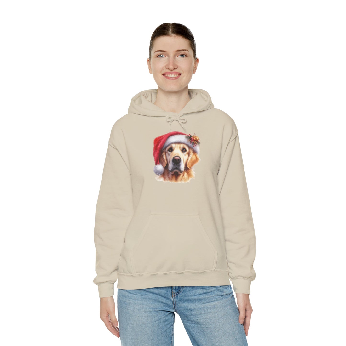 Christmas Hoodie - Golden Retriever in Santa Hat - Purrfect Pet Haven