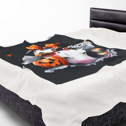 Halloween Ghost Velvet Plush Blanket - Luxury Fall Throw - Purrfect Pet Haven