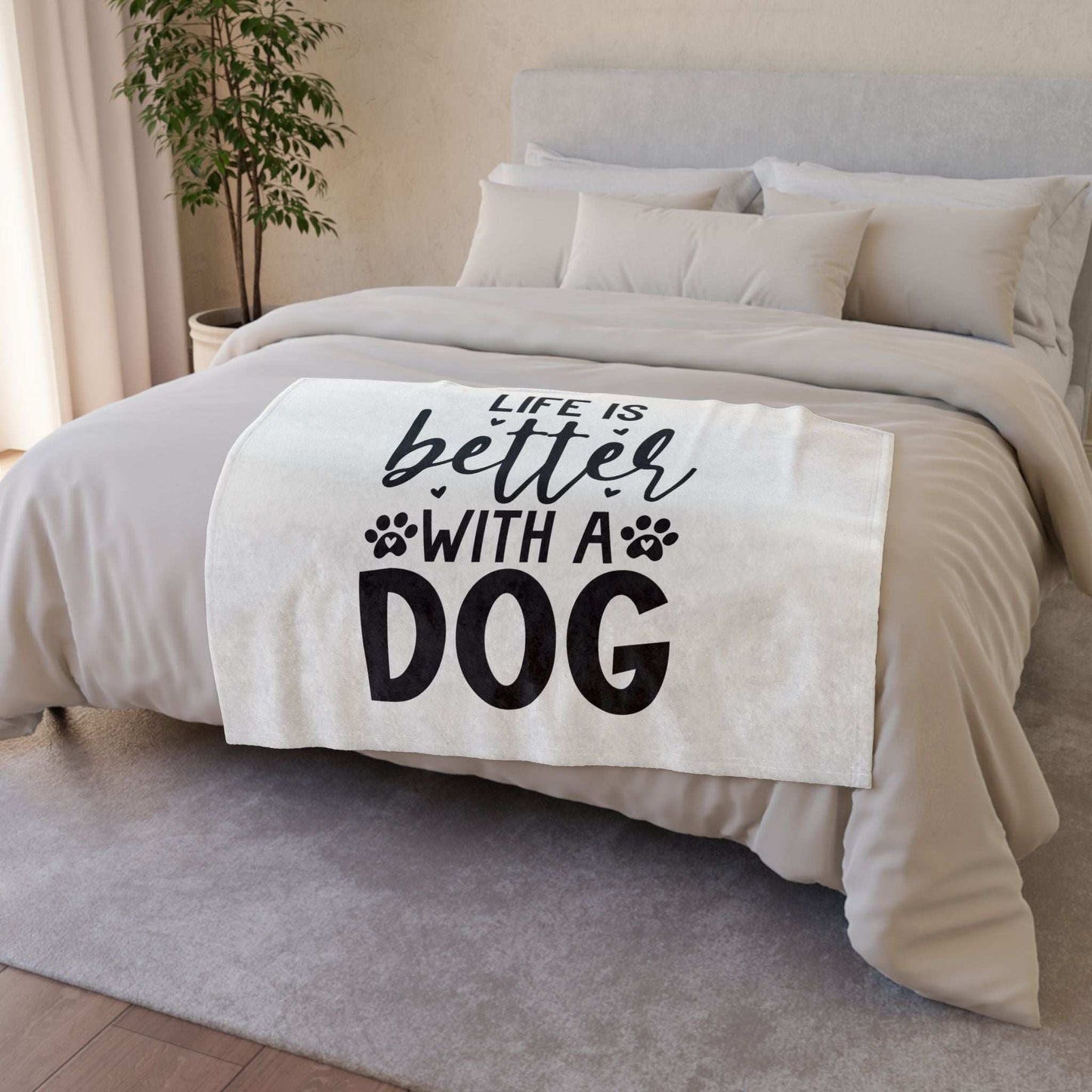 Dog Lover's Soft Polyester Blanket - 'Life is Better with a Dog' - Purrfect Pet Haven