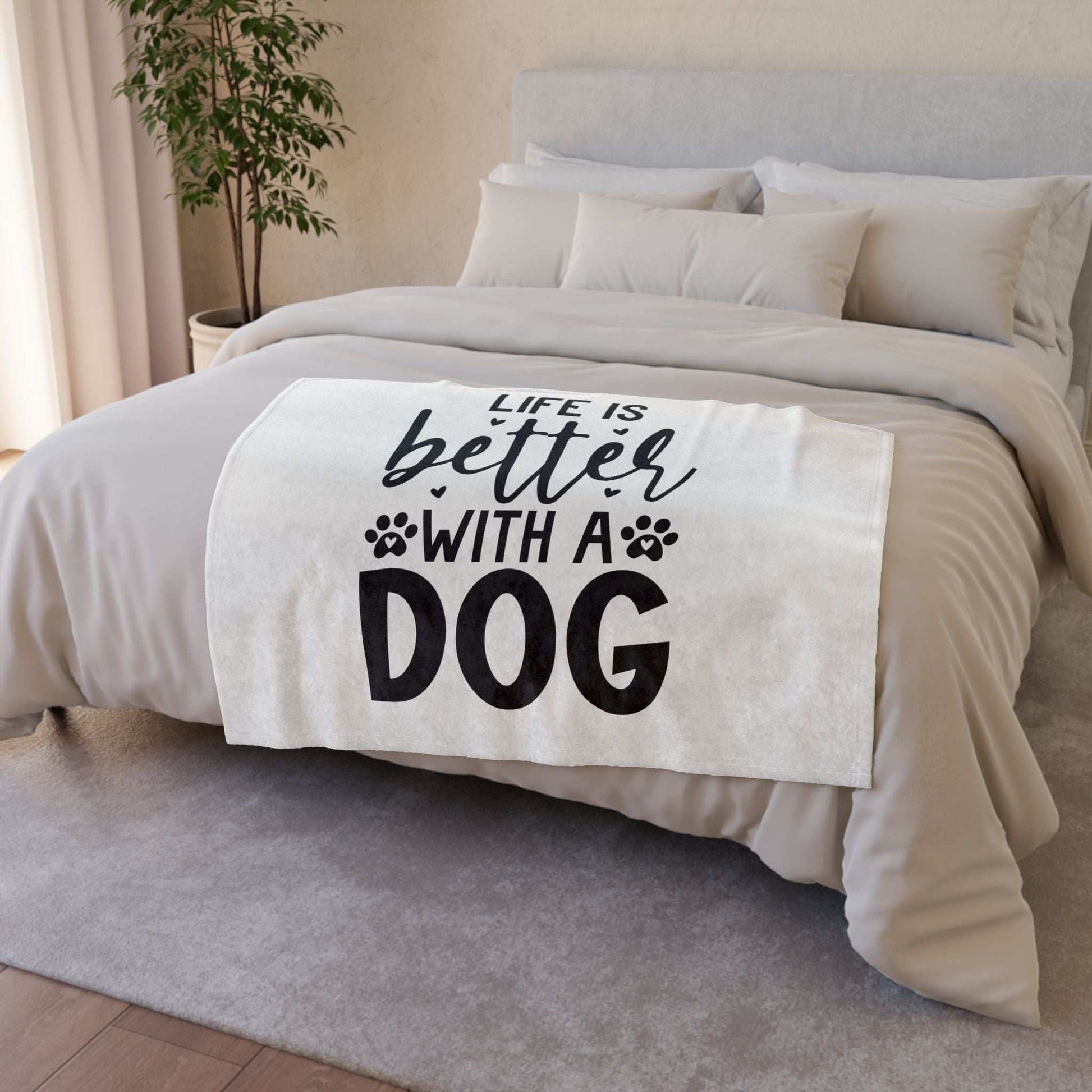 Dog Lover's Soft Polyester Blanket - 'Life is Better with a Dog' - Purrfect Pet Haven