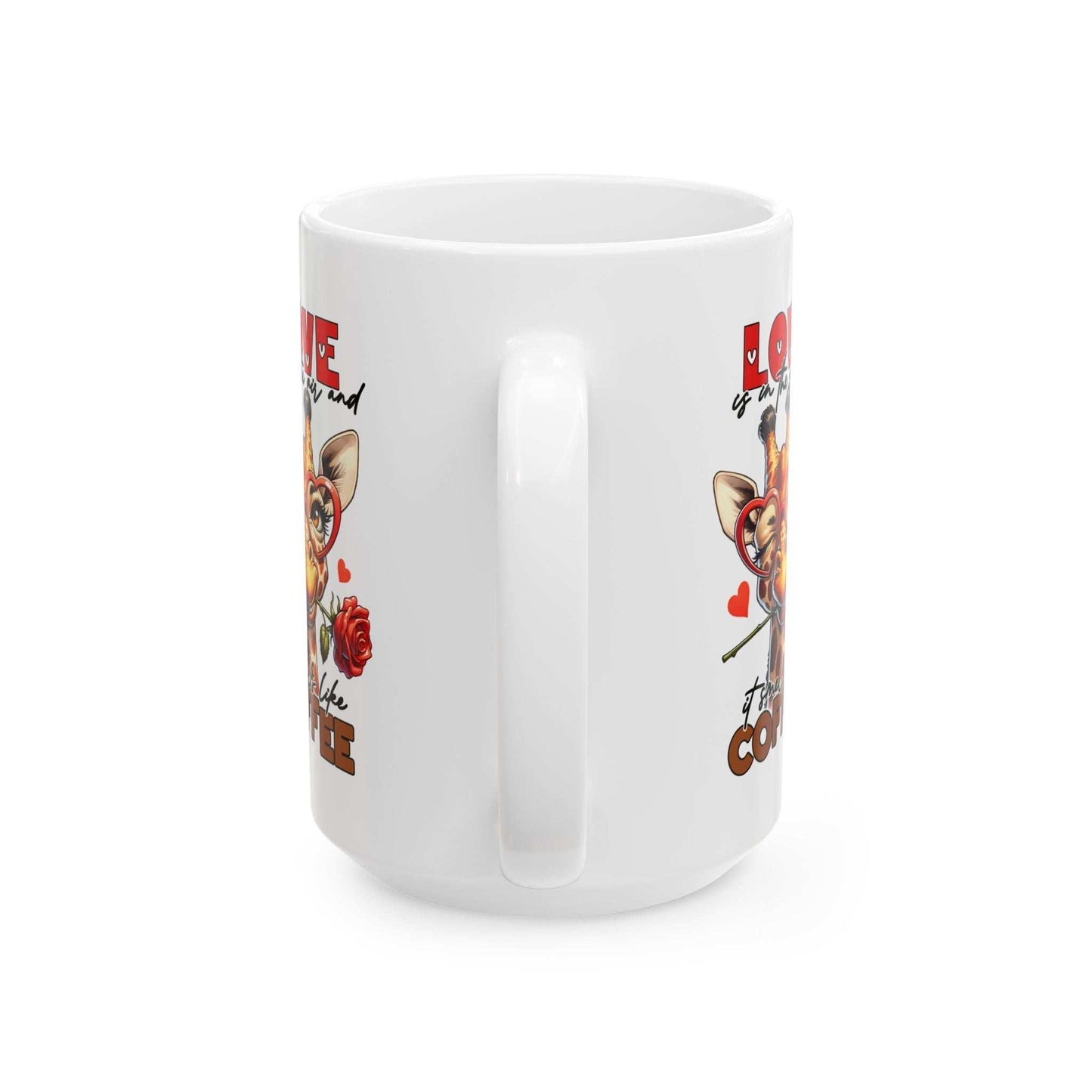 Love & Coffee Ceramic Mug - Cute Giraffe Design, 11oz/15oz | Purrfect Pet Haven