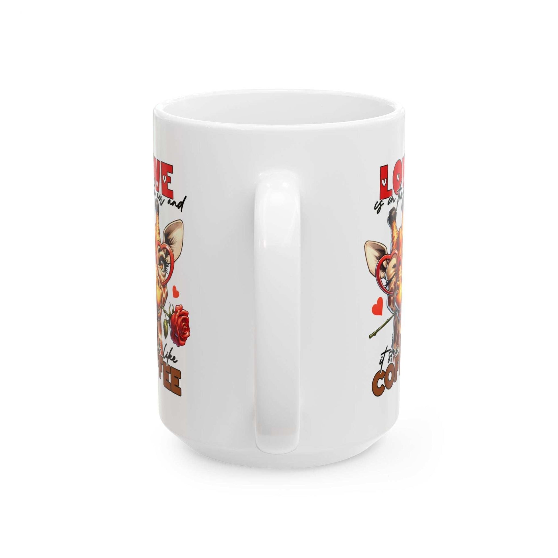 Love & Coffee Ceramic Mug - Cute Giraffe Design, 11oz/15oz | Purrfect Pet Haven