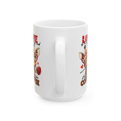 Love & Coffee Ceramic Mug - Cute Giraffe Design, 11oz/15oz | Purrfect Pet Haven