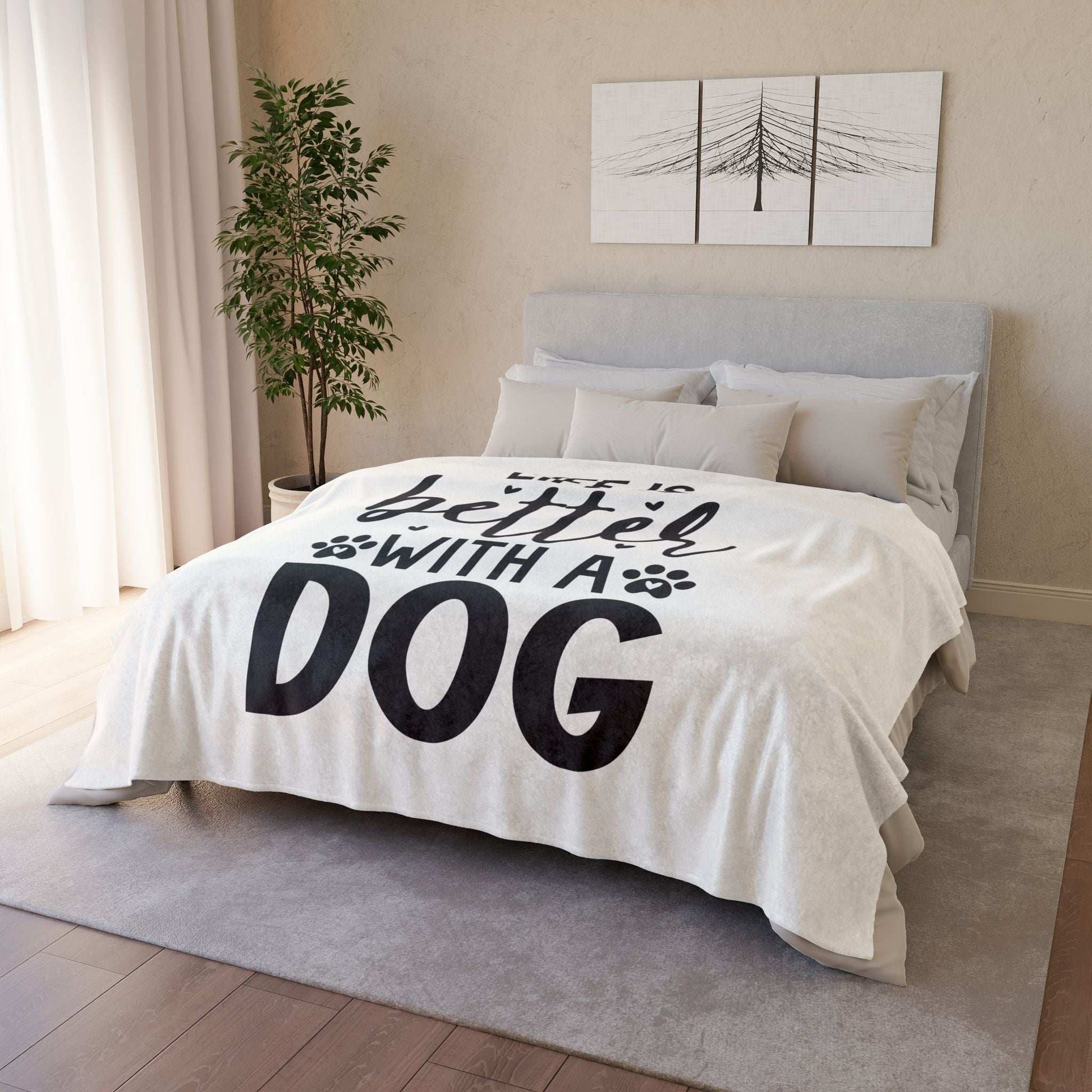 Dog Lover's Soft Polyester Blanket - 'Life is Better with a Dog' - Purrfect Pet Haven