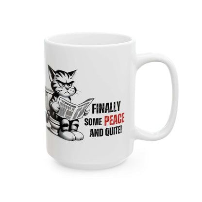 Funny Cat Ceramic Mug – "Finally Some Peace and Quiet!" – Perfect Gift for Cat Lovers - Purrfect Pet Haven