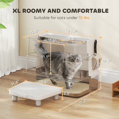 Cat Litter Box - XL Stainless Steel Enclosed with Scoop - Purrfect Pet Haven