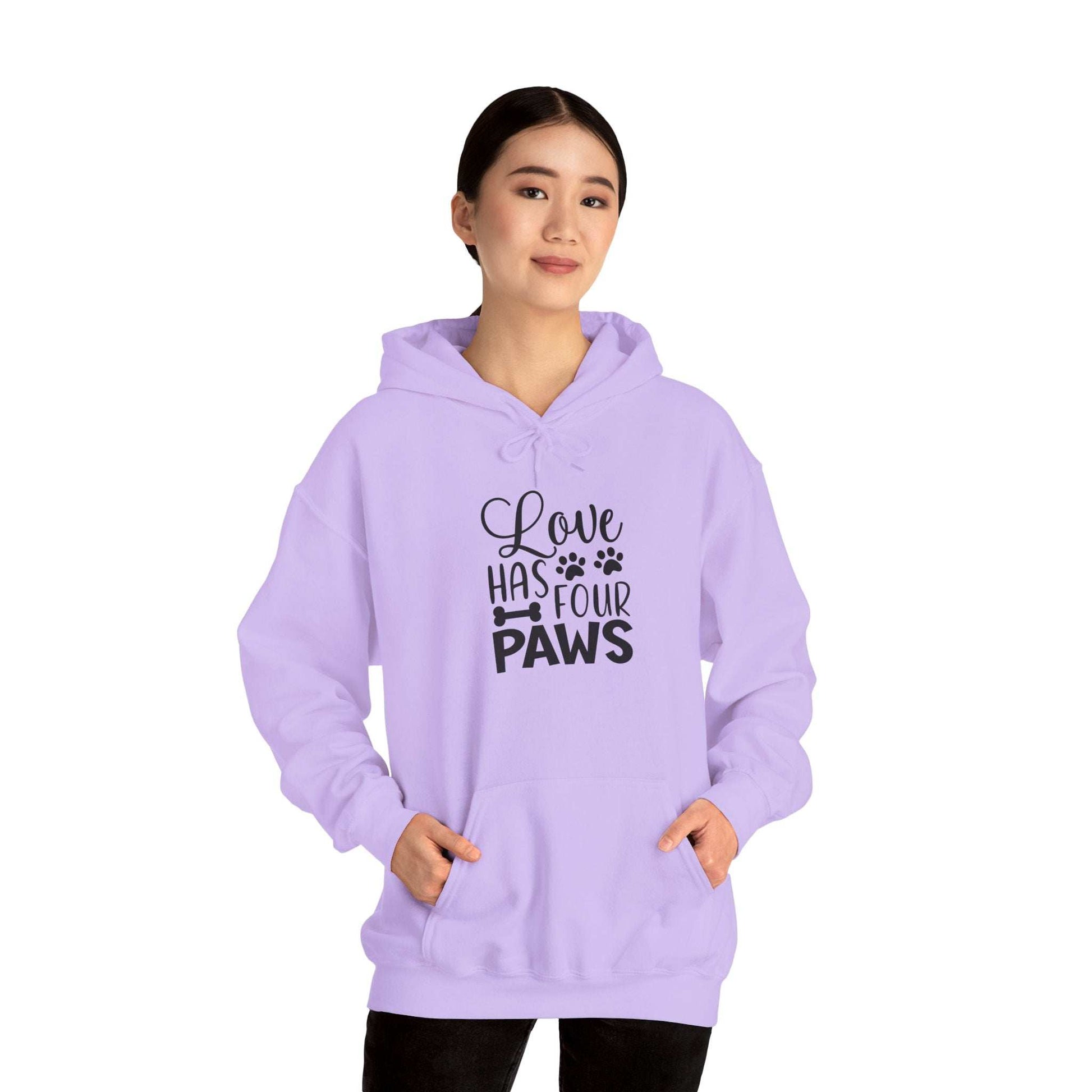 Love Has Four Paws Hoodie – Cozy Unisex Sweatshirt for Pet Lovers - Purrfect Pet Haven