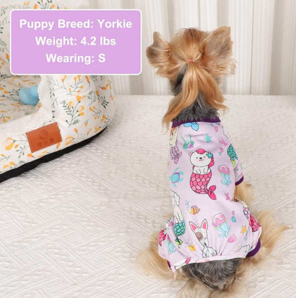 Dog Pajamas Pjs Spring Summer Dog Clothes For Small Dogs Girl Boy, Soft Stretchy Tiny Chihuahua Yorkie Puppy Clothes Doggie Onesies Cat Pet Jammies Outfit, Mermaids - Purrfect Pet Haven