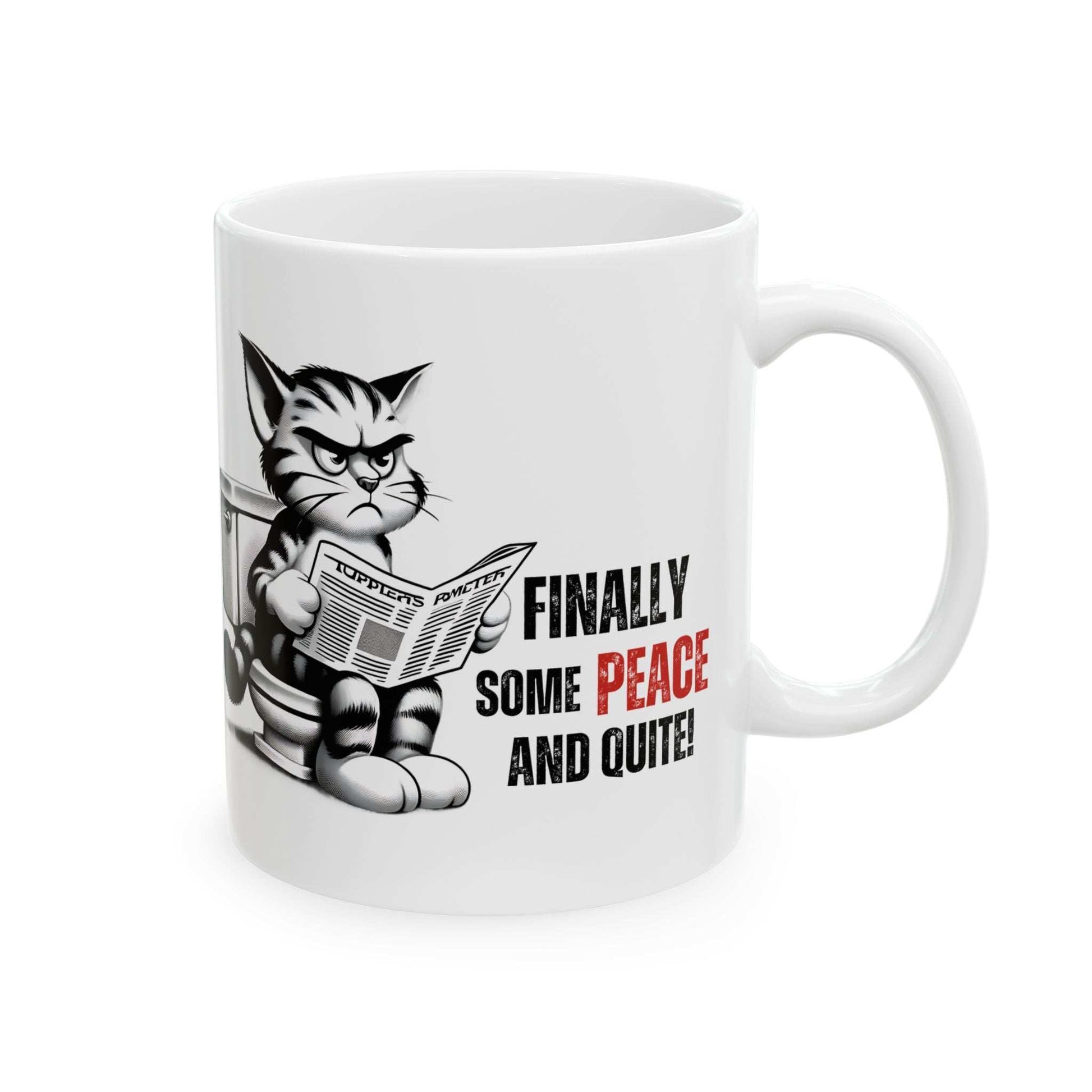 Funny Cat Ceramic Mug – "Finally Some Peace and Quiet!" – Perfect Gift for Cat Lovers - Purrfect Pet Haven