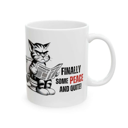 Funny Cat Ceramic Mug – "Finally Some Peace and Quiet!" – Perfect Gift for Cat Lovers - Purrfect Pet Haven