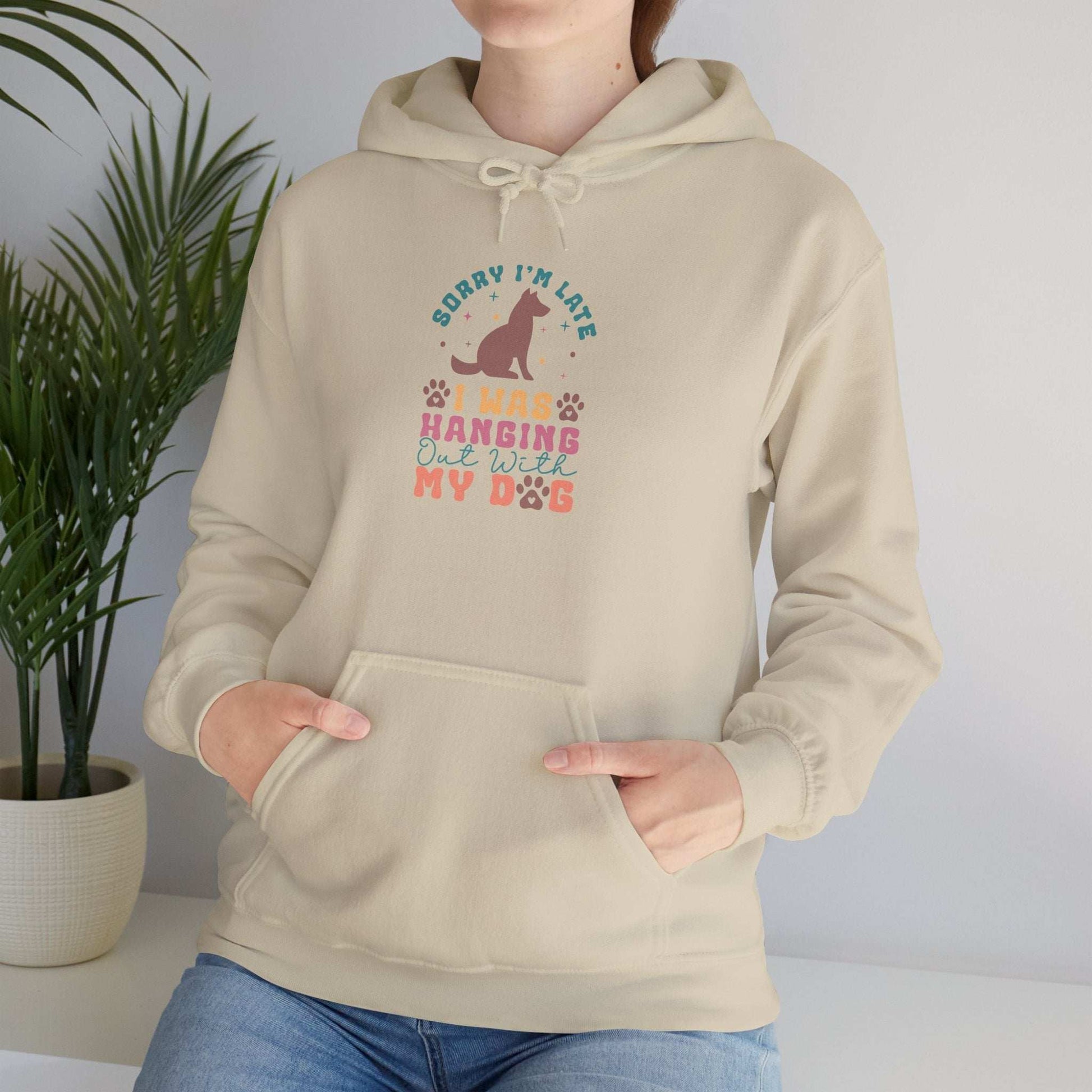Funny Dog Lover Sweatshirt - "Sorry I'm Late, I Was Hanging Out With My Dog" - Unisex Heavy Blend™ Hoodie - Purrfect Pet Haven