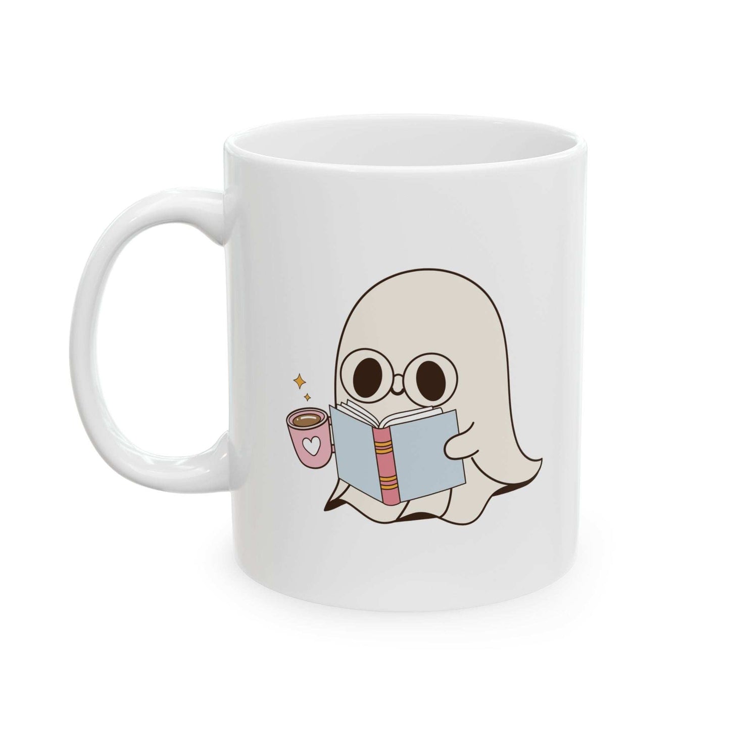 Cute Ghost Ceramic Mug | Coffee Cup for Book Lovers | Halloween Decor | Gift for Readers - Purrfect Pet Haven