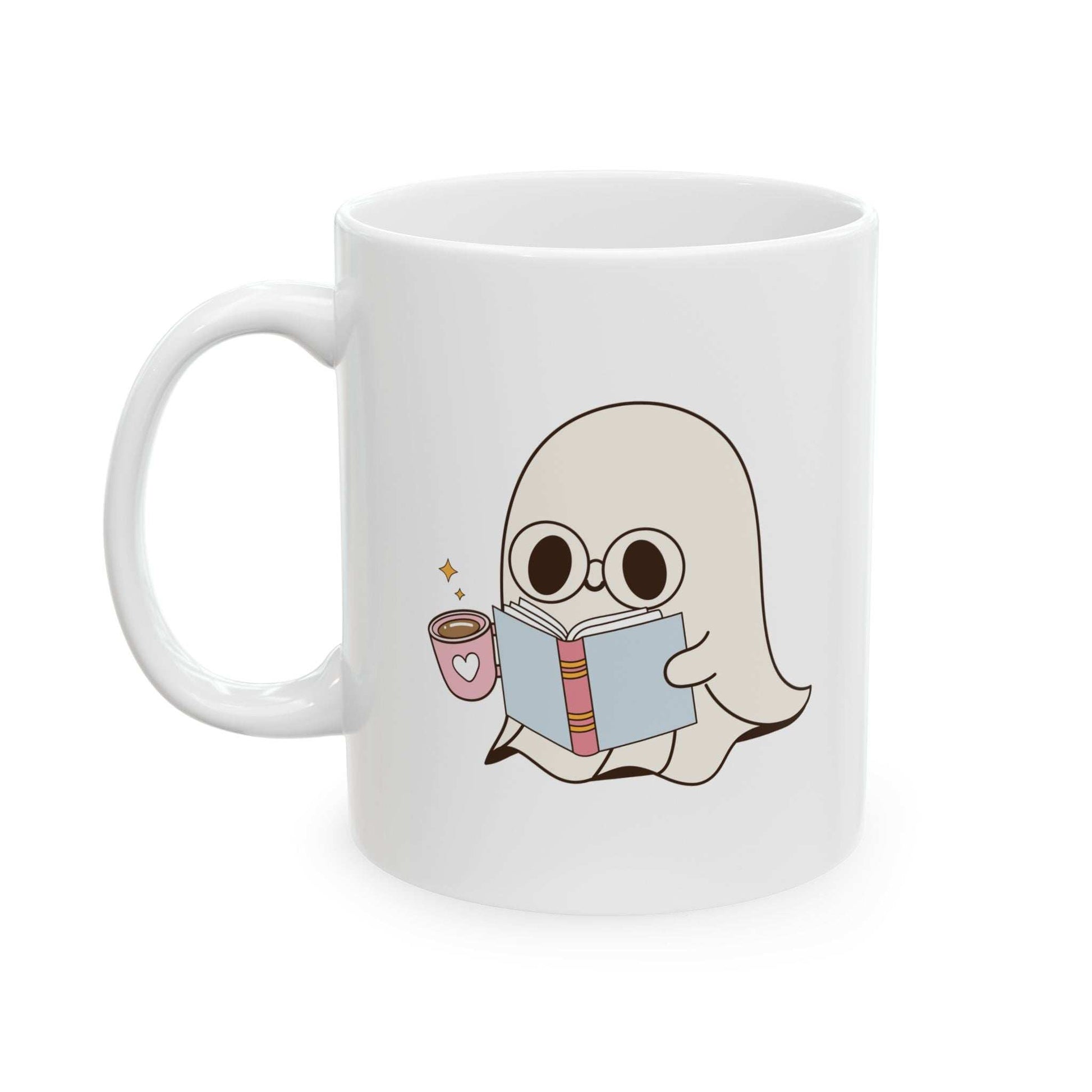 Cute Ghost Ceramic Mug | Coffee Cup for Book Lovers | Halloween Decor | Gift for Readers - Purrfect Pet Haven