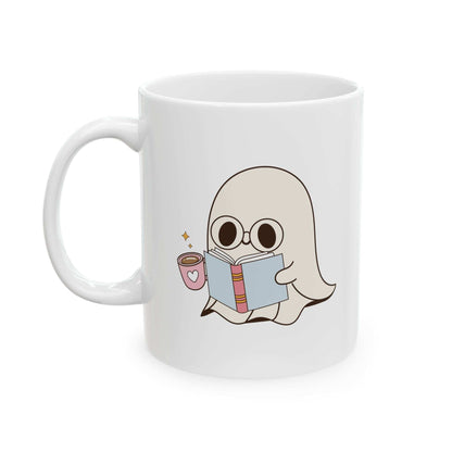 Cute Ghost Ceramic Mug | Coffee Cup for Book Lovers | Halloween Decor | Gift for Readers - Purrfect Pet Haven