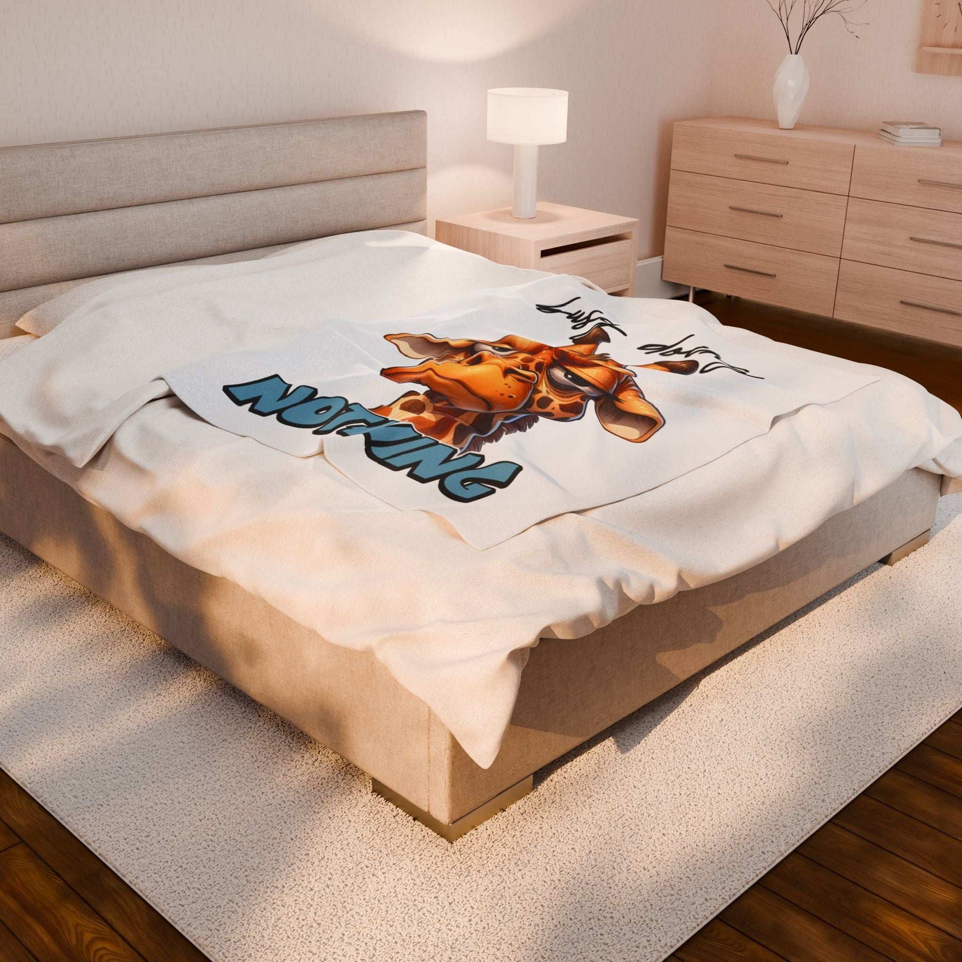 Funny Giraffe Plush Blanket - 'Busy Doing Nothing' - Purrfect Pet Haven