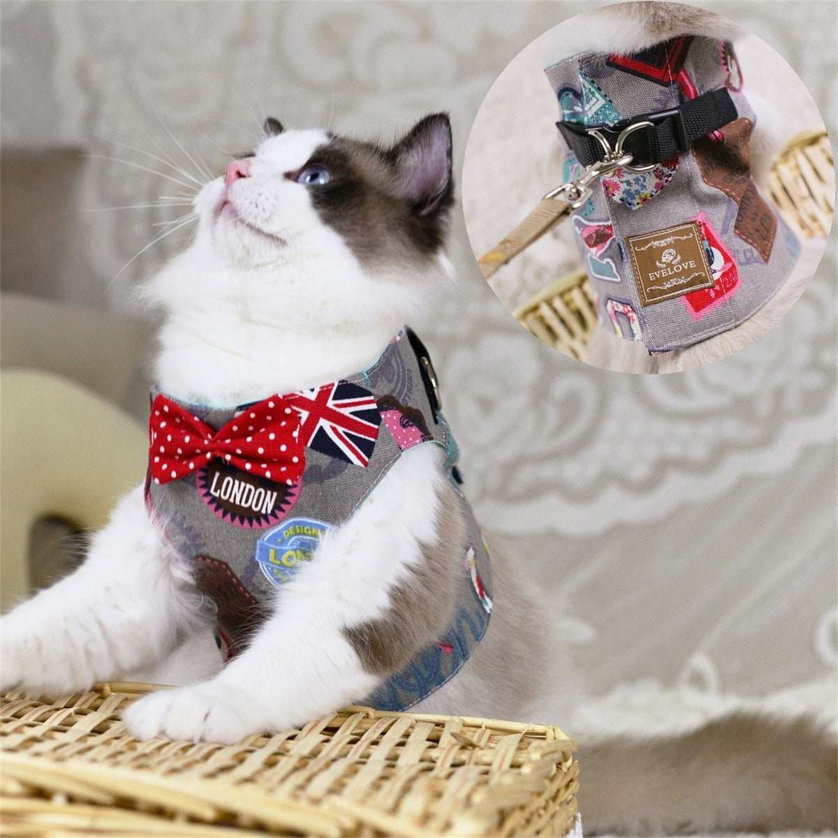 Rope Cat Traction Cat Chest Strap Set Bow - Purrfect Pet Haven