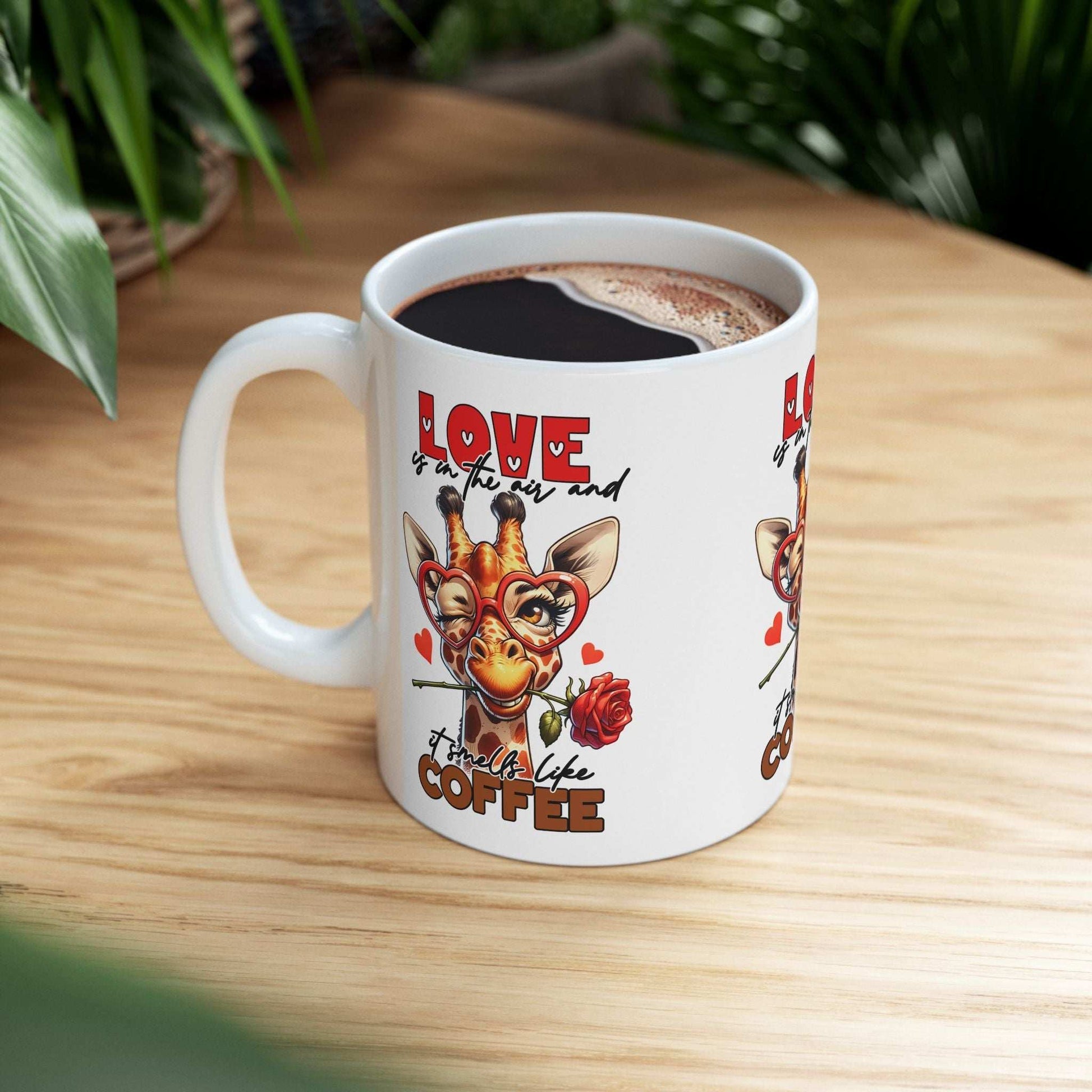 Love & Coffee Ceramic Mug - Cute Giraffe Design, 11oz/15oz | Purrfect Pet Haven