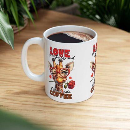 Love & Coffee Ceramic Mug - Cute Giraffe Design, 11oz/15oz | Purrfect Pet Haven
