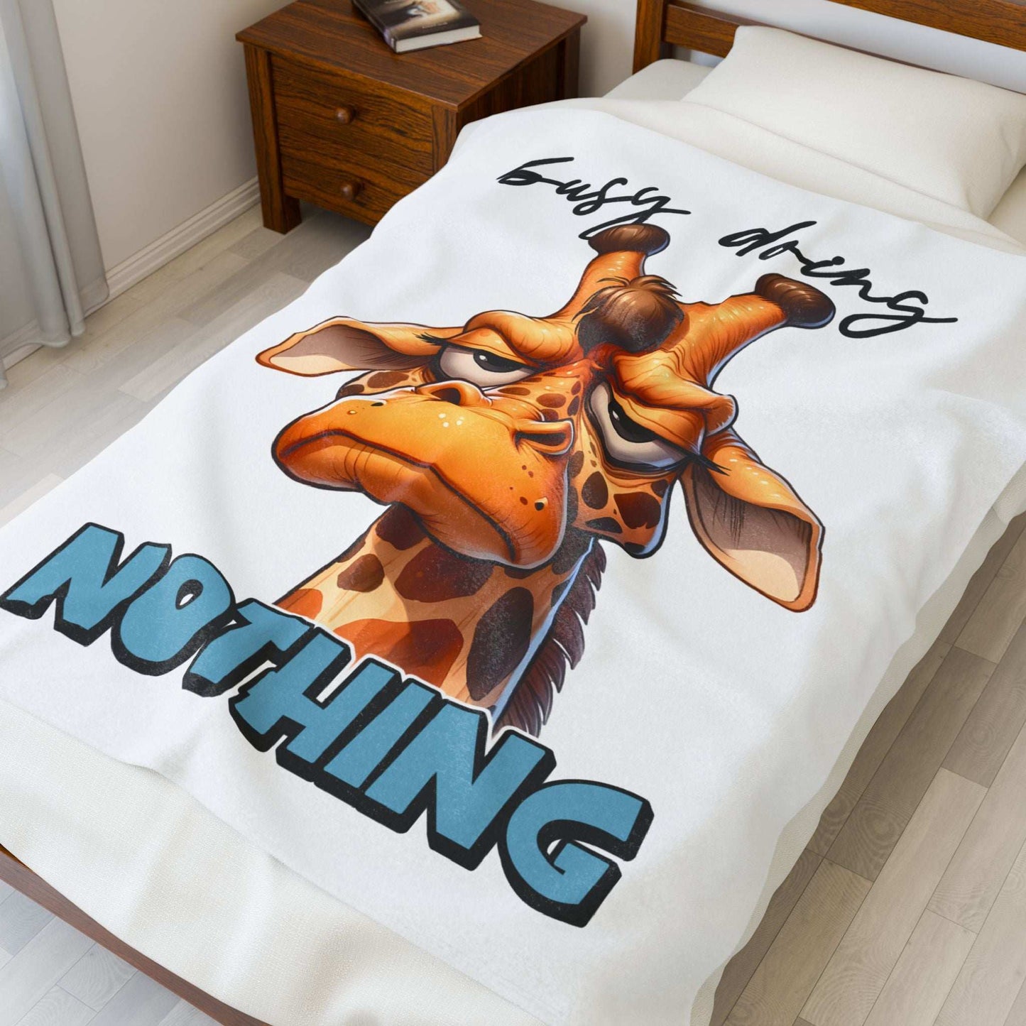 Funny Giraffe Plush Blanket - 'Busy Doing Nothing' - Purrfect Pet Haven